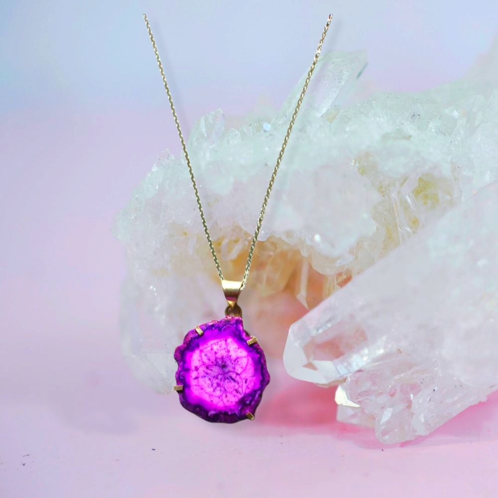 Raw solar gemstone necklace